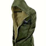 kkboxly  Warm Eagle Pattern Hooded Overcoat, Men's Casual Cape Warm Fleece Jacket