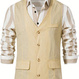 kkboxly  Men's Casual Western Cowboy Vest Jacket Slim Fit V Neck Sleeveless Waistcoat Vest Men Medieval Party Vests