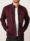 kkboxly  Chic Windbreaker Jacket, Men's Casual Stand Collar Cargo Jacket For Outdoor Activities