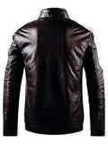 kkboxly  Men's Casual Faux Leather Jacket Stylish Vintage PU Leather Zip Up Motorcycle Jacket Best Sellers