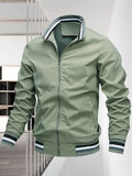 kkboxly  Men's Casual Bomber Jacket, Casual Zip Up Windbreaker Jacket For Outdoor Activities
