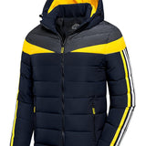 kkboxly  Warm Winter Detachable Hooded Jacket, Men's Casual Patchwork Zip Up Winter Jacket For Fall Winter Outdoor