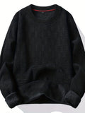 kkboxly All Match Knitted Sweater, Men's Casual Warm Slightly Stretch Crew Neck Pullover Sweater For Men Fall Winter
