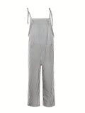 kkboxly  Striped Wide Leg Jumpsuit, Casual Dual Pockets Sleeveless Jumpsuit For Spring & Summer, Women's Clothing