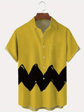 kkboxly  Comfortable Plus Size Men's Vintage Wave Shirt for Summer - Stretchy Fabric Clothing for Males