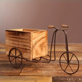 1pc Rustic Wooden Tricycle Planter - Vintage Iron Bicycle Flower Pot Holder with Farmhouse Decor - Ideal for Indoor/Outdoor Garden Display, Home & Office Desk, and Holiday Gift Decorations