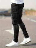 kkboxly  Chic Skinny Ripped Jeans, Men's Casual Street Style Medium Stretch Jeans