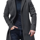 kkboxly  Men's Warm Overcoat, Elegant Single Breasted Trench Coat For Fall Winter