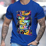 kkboxly  Men's Casual Anime Picture Graphic T Shirt Short Sleeve Fashion Novelty Tees Crew Neck Summer Trend T-Shirt Tops
