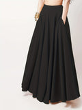 kkboxly  Pleated Long Skirt, Loose Solid Casual Skirt For Spring & Summer, Women's Clothing