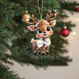 kkboxly Charming Acrylic Reindeer Youngsters with Christmas Lights - Perfect for Car & Tree Decor, Ideal for Halloween & Christmas Celebrations