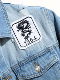 kkboxly  Men's Chic Ripped Denim Jacket, Casual Street Style Patchwork Denim Coat