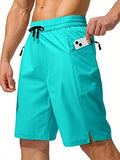 kkboxly  Men's Zip Pocket Swimming Trunks, Swimwear, Quick Dry Lightweight Breathable UV Protection Beach Shorts, Mens Clothing