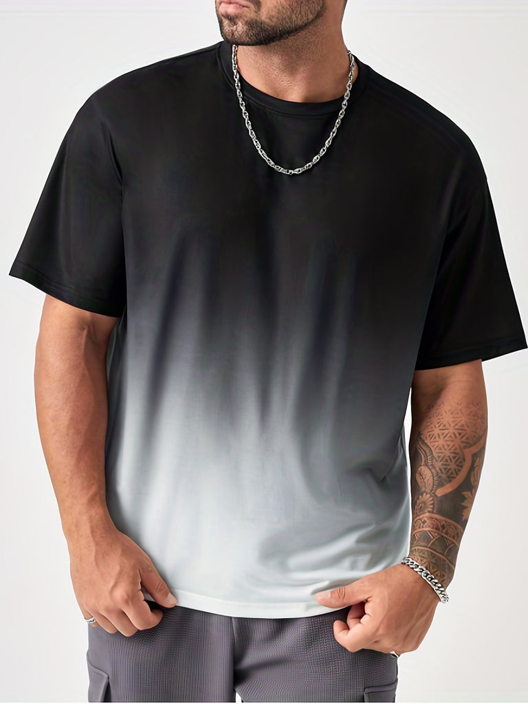 kkboxly  Men's Gradient Fashion T-Shirt, Plus Size Summer Top Men's Clothes