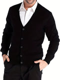 kkboxly  Men's Work V-neck Long Sleeves Button Cardigan Sweaters