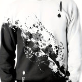 kkboxly  Poker Pattern Print Trendy Sweatshirt, Men's Casual Graphic Design Crew Neck Pullover Sweatshirt For Men Fall Winter