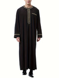 kkboxly  Men's Saudi Arabic Thobe Jubba Dishdasha Long Sleeve Robe, Islamic Dress, Ramadan Muslim Dress Middle East Islamic Clothing