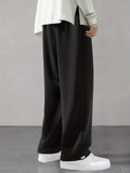 Drawstring Hem Design, Men's Loose Straight Leg Long Pants