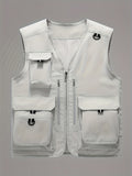 kkboxly  Men's Summer Outdoor Vest: Breathable Mesh, Multi Pockets, Zip Up & Thin Sleeveless Jacket for Fishing, Trekking & Hiking