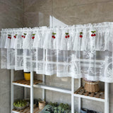 kkboxly 1pc Vintage-Inspired Short Valance Curtains - Rod Pocket Top Voile Half Curtains for Kitchen Windows, Pastoral Cherry Living Room Home Decor with Sheer Embroidery Lace and Classic Design