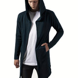 kkboxly  Lightweight Hooded Trench Coat, Men's Casual Slightly Stretch Cardigan Windbreaker For Spring Fall