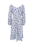 kkboxly  Floral Print Twist Front Dress, Elegant Long Sleeve Midi Dress, Women's Clothing