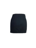 kkboxly  Black High Waist Denim Skirt, Slash Pockets High Rise Single-Breasted Button Denim Skirt, Women's Denim Clothing
