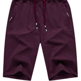 kkboxly  Men's Shorts Casual Classic Fit Stylish Drawstring Elastic Waist Summer Beach Shorts With Zipper Pockets Workout Sport Shorts