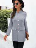kkboxly  Women's Elegant Outerwear Solid Long Sleeve Buttoned Slim Fit Small Vacation Blazer Coat