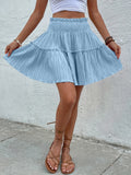 kkboxly  Textured Ruffle Hem Skirt, Casual Smocked Waist Skirt For Spring & Summer, Women's Clothing