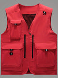 kkboxly  Men's Summer Outdoor Vest: Breathable Mesh, Multi Pockets, Zip Up & Thin Sleeveless Jacket for Fishing, Trekking & Hiking