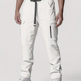 Men's Spring And Autumn Cargo Style Long Trousers With Multi-Pocket, Male Casual Loose Trousers