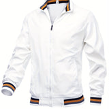 kkboxly  Solid Men's Casual Baseball Bomber Jacket Coat Regular Fit College Hipster Windbreaker For Spring Autumn