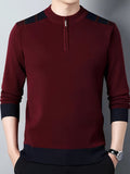 kkboxly  Men's Stylish Loose Solid Knitted Sweater, Casual Slightly Stretch Breathable Long Sleeve Turtle Neck Top For City Walk Street Hanging Outdoor Activities