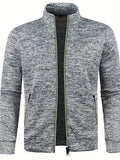 kkboxly  Elegant Mid Stretch Cardigan, Men's Casual Full Zip Up Cardigan Sweater Coat For Fall Winter
