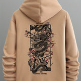 kkboxly  Dragon Print, Men's Casual Hoodie, Drawstring Pocket Hoodie