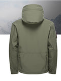kkboxly  Warm Fleece Hooded Windbreaker Jacket, Men's Casual Zip Up Jacket Coat For Fall Winter Outdoor Hiking Camping Cycling