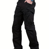 Classic Design Multi Flap Pockets Waterproof Cargo Pants,Men's Loose Fit Cargo Pants,For Skateboarding,Street,Outdoor Camping