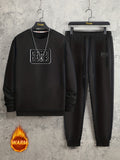 kkboxly  GAME OVER Print, Men's 2Pcs Outfits, Casual Crew Neck Long Sleeve Pullover Sweatshirt And Drawstring Sweatpants Joggers Set For Spring Fall, Men's Clothing