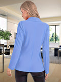 Solid One Button Blazer, Elegant Long Sleeve Work Office Outerwear, Women's Clothing