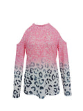 kkboxly  Colorblock Leopard Print Cold Shoulder T-Shirt, Casual Choker Neck Long Sleeve T-Shirt For Spring & Fall, Women's Clothing