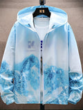 kkboxly  Men's Mountain Landscape Graphic Sun Protection Jacket Ultra Light Thin Breathable Leisure Sports Outdoor Cycling Jacket Hoodie Skin Clothing For Men & Women