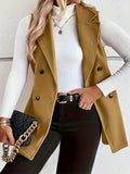 kkboxly  Plus Size Casual Vest Coat, Women's Plus Solid Double Button Lapel Collar Vest Coat