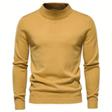 kkboxly  All Match Knitted Sweater, Men's Casual Warm High Stretch Stand Collar Pullover Sweater For Fall Winter