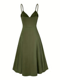 Twist Spaghetti Strap Dress, Elegant Solid Sleeveless Split Dress, Women's Clothing