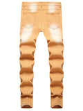 kkboxly  Y2k Slim Fit Chic Jeans, Men's Casual Street Style Distressed Stretch Denim Pants For All Seasons