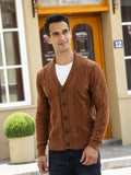 kkboxly  Men's Casual Single Breasted Solid Color Knit Cardigan