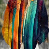 kkboxly  Colorful Stripe Print Men's Casual Button Up Long Sleeve Shirt, Men's Clothes For Spring Summer Autumn, Tops For Men