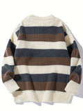 Men's Casual Slight Stretch Sweater, Comfy Thermal Crew Neck Tops For Men's Winter/Autumn Outdoor Activities