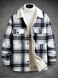 kkboxly  Men's Trendy Plaid Fleece Lined Coat Warm Jacket Long Coat Outwear For Men Winter Autumn Hiphop Style Streetwear